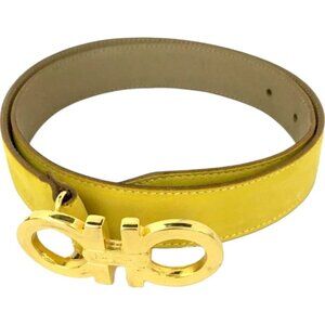 444152BA (S1) Salvatore Ferragamo Belt Gancini 70 cm Yellow Leather